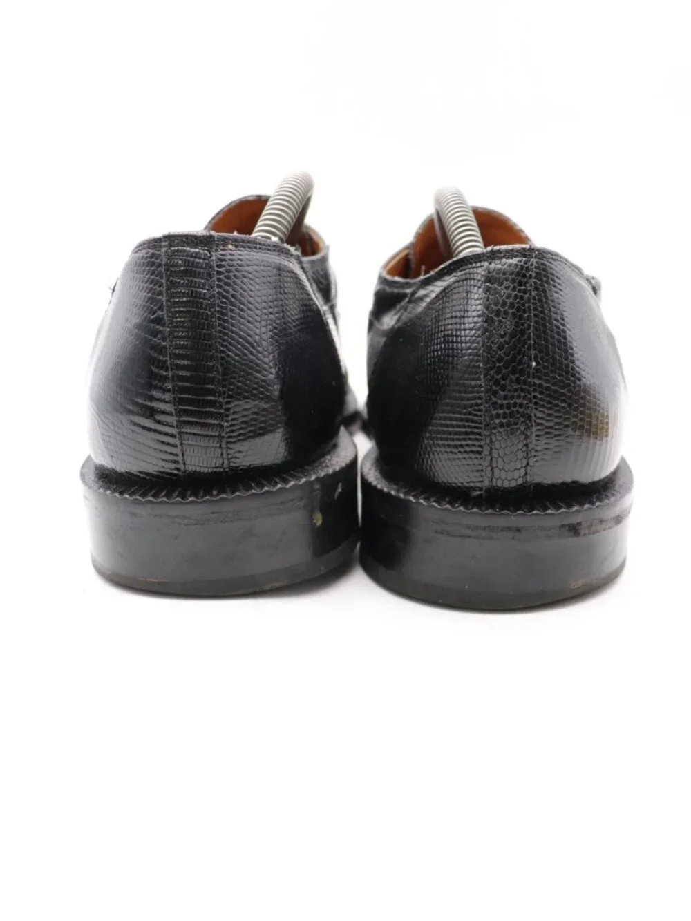 David Eden Men's Size 10.5 Crocodile &Lizard Black Leather Dress Shoe Square Toe